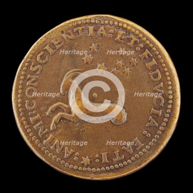 Capricorn and Stars [reverse], probably 1537. Creator: Domenico de'Vetri.
