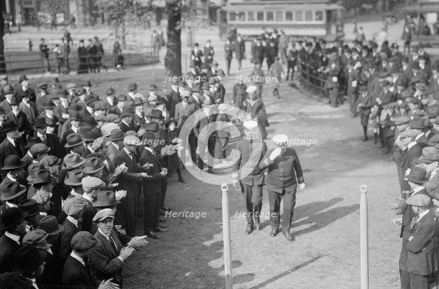 Capt. Jack Adams boarding RECRUIT, 1917. Creator: Bain News Service.