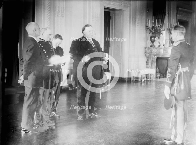 Capt. Julien Gaugot, U.S.A., Receiving Medal of Honor From President Taft, 1910 or 1912. Creator: Harris & Ewing.
