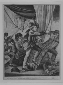 Capt. Paul Jones shooting a Sailor who had attempted to strike..., late 18th-early 19th century? Creator: Unknown