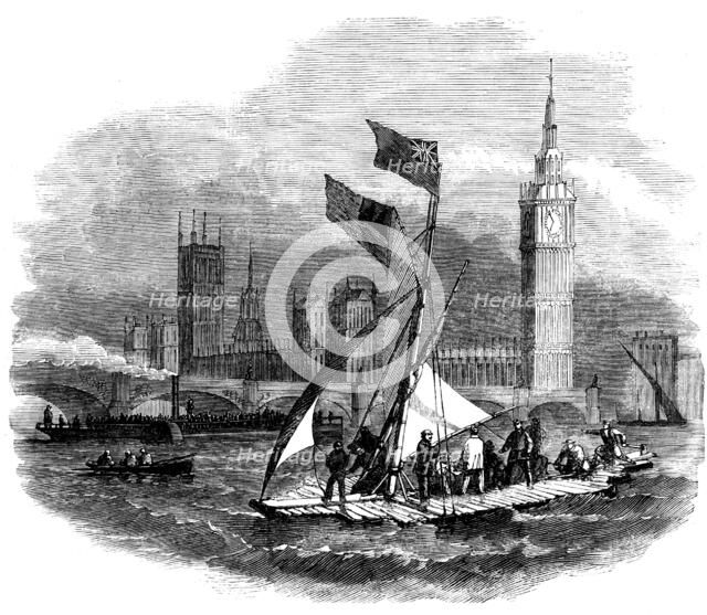 Captain Urquhart experimenting with his Life-Preserving Raft on the Thames, 1858. Creator: Unknown.