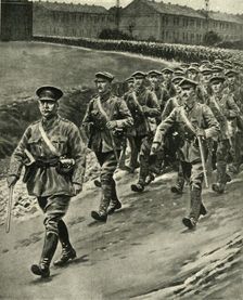 Captain William Redmond leading Irish troops at the Front, First World War, 1916, (c1920). Creator: Samuel Begg
