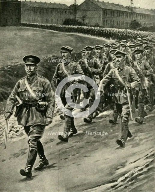 Captain William Redmond leading Irish troops at the Front, First World War, 1916, (c1920). Creator: Samuel Begg.
