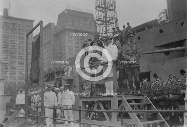 Captain Adams addresses recruits, July 1917. Creator: Bain News Service.