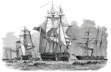 Captain Austin's Expedition, Sent in Search of Sir John Franklin, 1850. Creator: Unknown