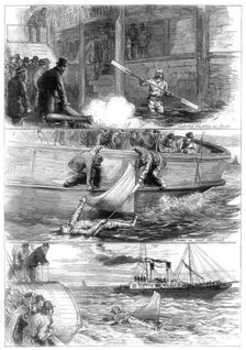Captain Boyton's voyage across the Channel, 1875