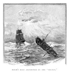 Captain Bligh's boat abandoned by the Bounty 1789 (1886).Artist: JR Ashton