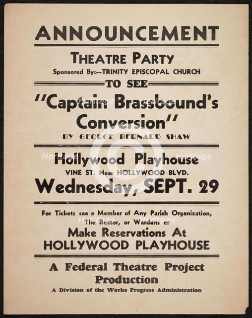 Captain Brassbound's Conversion, Los Angeles, 1937. Creator: Unknown.