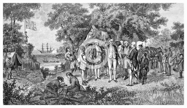 Captain Cook claims Botany Bay, New South Wales, Australia, 1770 (1886). Artist: Unknown