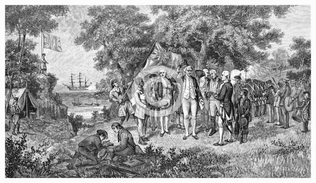 Captain Cook claims Botany Bay, New South Wales, Australia, 1770 (1886). Artist: Unknown