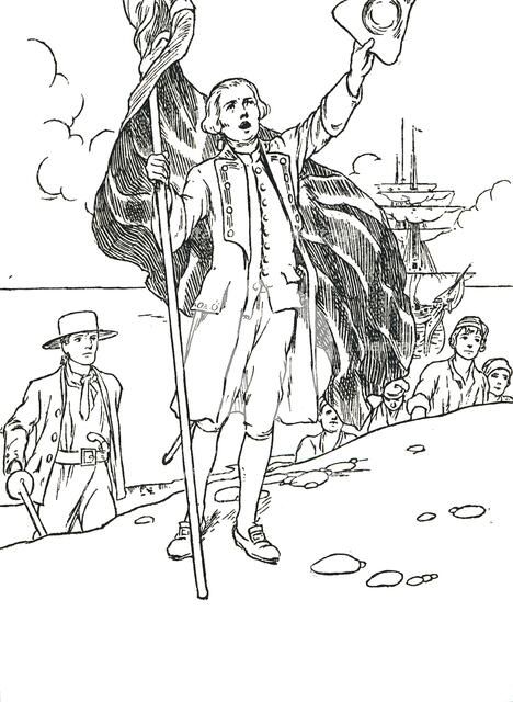 'Captain Cook Landing in Australia', 1912. Artist: Charles Robinson.