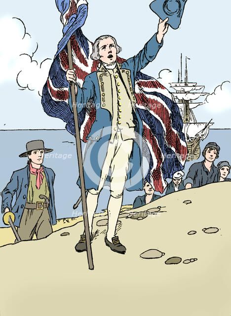 'Captain Cook Landing in Australia', 1912. Artist: Charles Robinson.