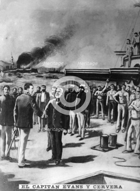 Captain Evans and Cervera, (1898), 1920s. Artist: Unknown