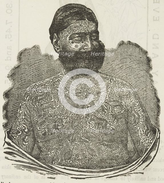 Captain Georges Costententus, The Tattooed Man at the Royal Aquarium, 1881. Creator: Unknown.