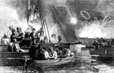 Captain Glasse, and his Chief Engineer, H.M.S. "Vulture", superintending the repairs of the Mortars Creator: Unknown