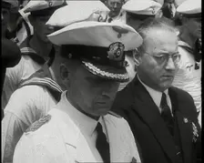 Captain Hans Langdorff of the German Battleship the Graf Spee at tending a Funeral of..., 1939. Creator: British Pathe Ltd