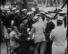 Captain Hans Langsdorff Discussing Arrangements for German Sailors With Naval Commanders..., 1939. Creator: British Pathe Ltd