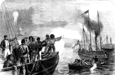 Captain Hewlett, C.B., of H.M.S. "Edinburgh", directing the movements of the "Snapper" and "Stork" G Creator: Unknown