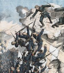 Captain Lebedief heroically defending the bastion at Port Arthur, Russo-Japanese War, 1904-5