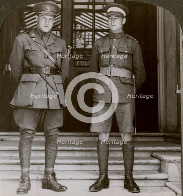 Captain MacDougall, DSO, and Cadet Mullin, two Canadian VCs, World War I, 1914-1918. Artist: Realistic Travels Publishers