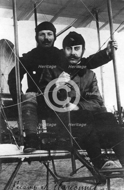 Captain Marconnet and Lieutenant Fequant, French army aviators, c1910. Artist: Unknown