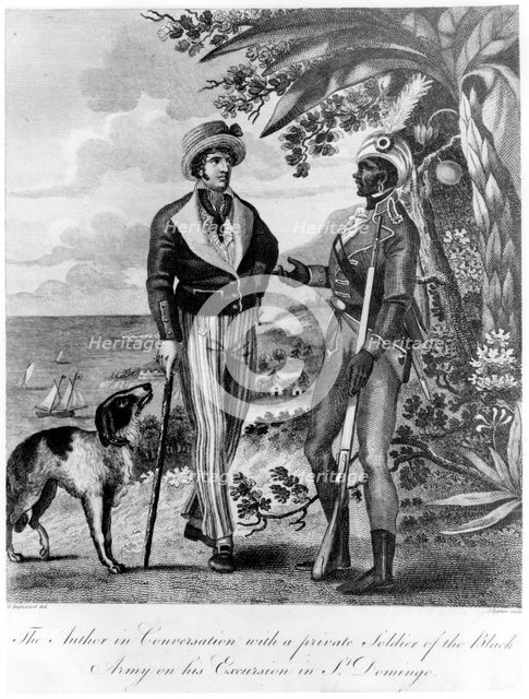Captain Marcus Rainsford with a private soldier of the Black Army, 1805.  Artist: John Barlow