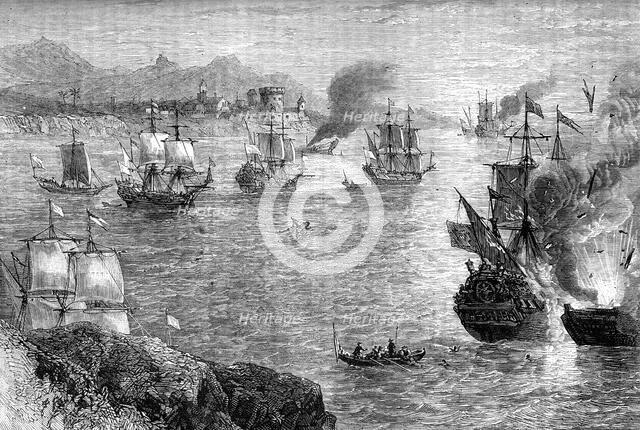 Captain Morgan's defeat of the Spanish fleet, 1660s (c1880). Artist: Unknown