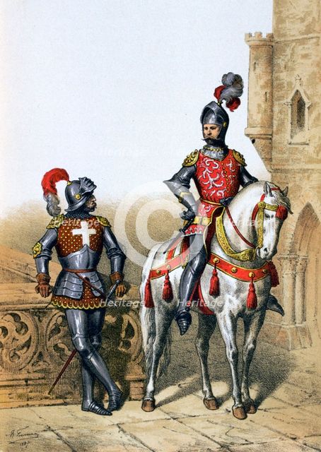 Captain of the archers in Paris and a cavalier, 15th century, (1887). Artist: A Lemercier