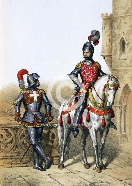 Captain of the archers in Paris and a cavalier, 15th century, (1887). Artist: A Lemercier