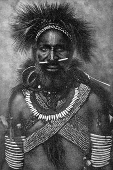 Captain of a company of cannibal fighting men, New Guinea 1922