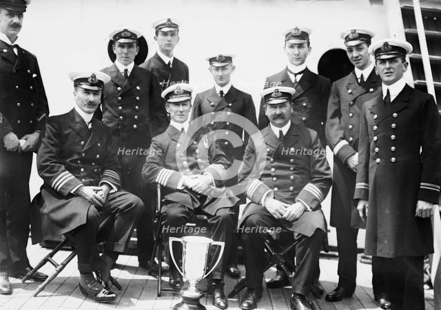 Captain Rostron & under officers of Carpathia [ship], 1912. Creator: Bain News Service.