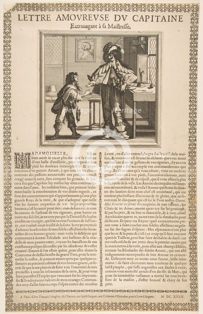 Captain's Love Letter, ca. 1636. Creator: Abraham Bosse.