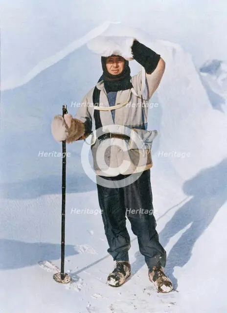 'Captain Scott Wearing The Wallet in Which He Carried His Sledging Journals', c1910-1911, (1913). Creator: Herbert Ponting.