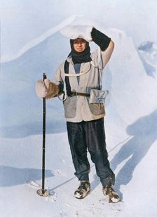 Captain Scott Wearing The Wallet in Which He Carried His Sledging Journals c1910-1911, (1913). Creator: Herbert Ponting