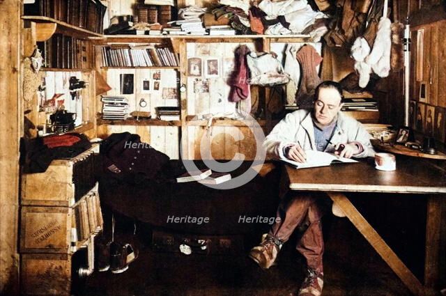 'Captain Scott Writing Up His Journal', c1911, (1928).  Creator: Herbert Ponting.