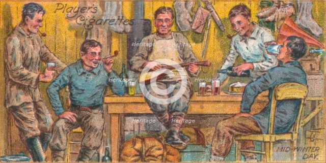 Captain Scotts team at Cape Evans in the Men's Quarters, Mid-Winter Day, June 21st, 1911, (1916). Artist: Unknown