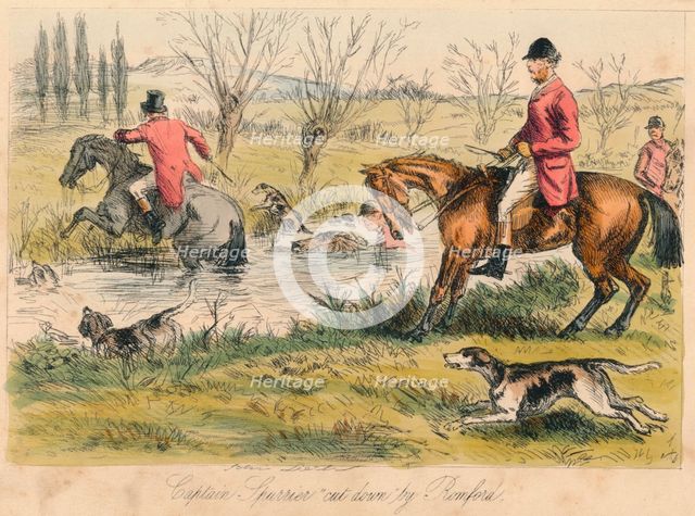 'Captain Spurrier cut down by Romford', 1865. Artists: John Leech, Hablot Knight Browne.