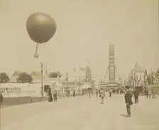 Captive Balloon and Ferris Wheel, World Columbian Exposition, Chicago, 1892-1893. Creator: Charles Dudley Arnold