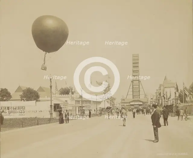 Captive Balloon and Ferris Wheel, World Columbian Exposition, Chicago, 1892-1893. Creator: Charles Dudley Arnold.