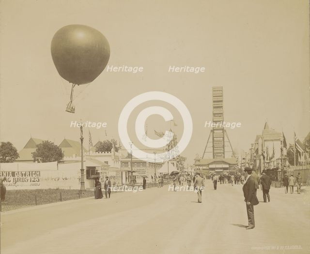 Captive Balloon and Ferris Wheel, World Columbian Exposition, Chicago, 1892-1893. Creator: Charles Dudley Arnold.