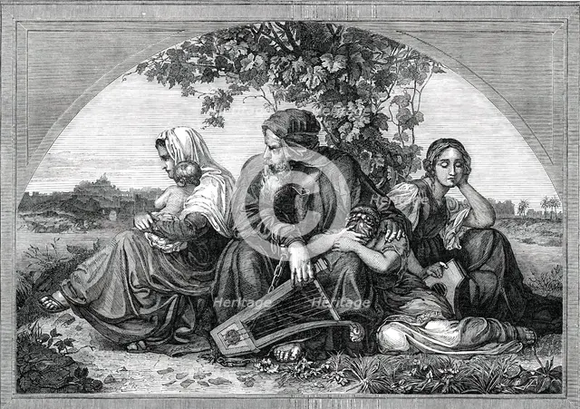 Captive Jews by the Waters of Babylon - painted by Bendeman, 1850. Creator: Unknown.