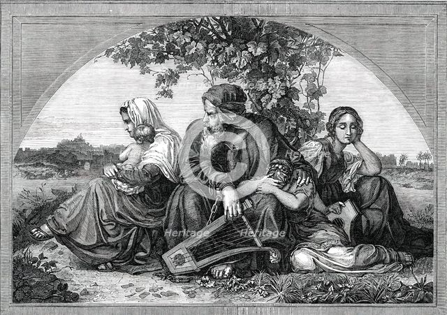 Captive Jews by the Waters of Babylon - painted by Bendeman, 1850. Creator: Unknown.