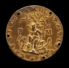 Captive Love Bound to a Tree [reverse], c. 1500. Creator: Unknown