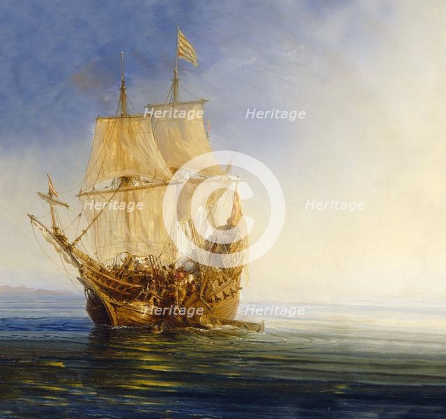 Capture a galleon. Artist: Gudin, Jean Antoine Théodore (1802-1880)