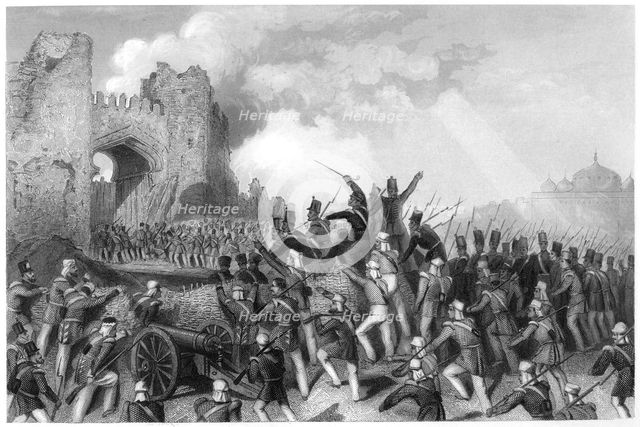 'Capture of the Cashmere Gate, assault of Delhi', 1857, (c1860). Artist: Unknown