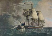 Capture of the Cleopatre' c1794. Artist: Thomas Yates