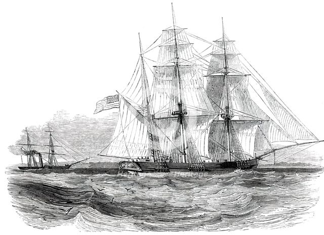 Capture of the "Anne D. Richardson" Slaver, by H.M. Steam-Frigate "Pluto", 1850. Creator: Unknown.