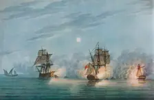 Capture of the Badere-I-Zaffér c1809. Artist: Nicholas Pocock