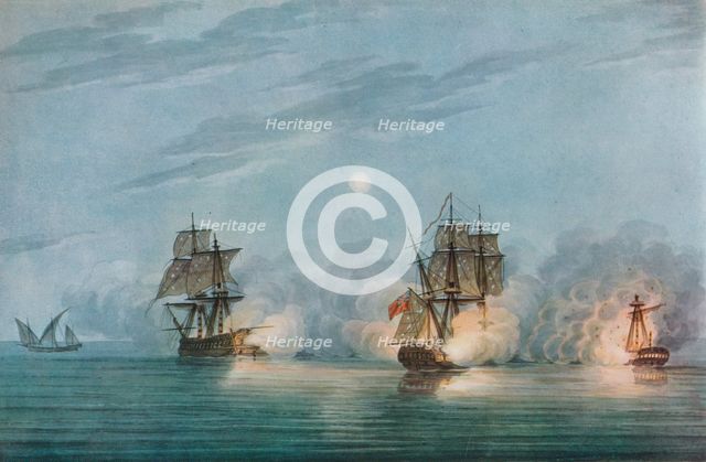 'Capture of the Badere-I-Zaffér', c1809. Artist: Nicholas Pocock.
