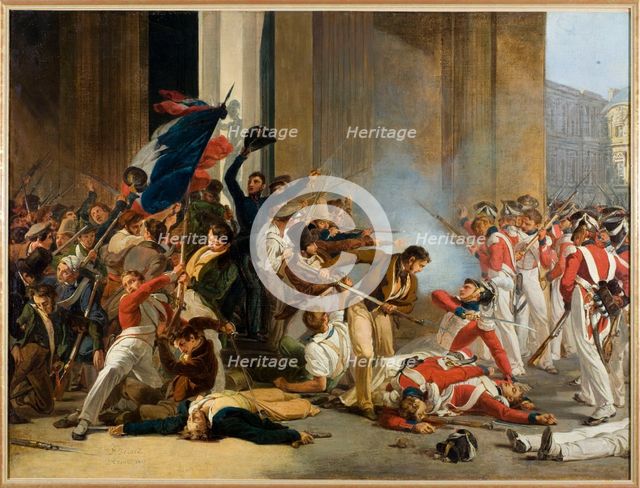 Capture of the Louvre, July 29, 1830; massacre of the Swiss guards, c1832. Creator: Jean Louis Bezard.